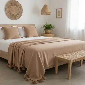 غطاء سرير1.80/3 + 2 وسائد 50/50سم "الدفء الأصيل" – تحفة من الصوف الطبيعي بألوان الأرض / Couvre-lit traditionnel