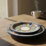 Plat de Service en Céramique de Safi Motif "Jacquard" ** طبسيل الجاكار الحر