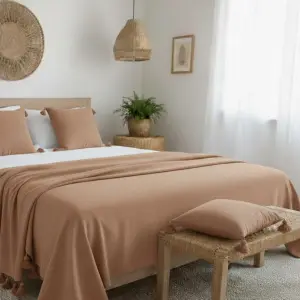 غطاء سرير2/3 "الدفء الأصيل" – تحفة من الصوف الطبيعي بألوان الأرض / Couvre-lit traditionnel