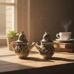 Théière avec un motif végétal noir ** براد زواق تبوع أسود