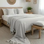 غطاء سرير2/3 "الدفء الأصيل" – تحفة من الصوف الطبيعي بألوان الأرض / Couvre-lit traditionnel