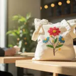 Tote bag brodé à la main ** حقيبة توطباك قماشية بتطريز يدوي فاخر