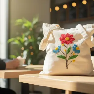 Tote bag brodé à la main ** حقيبة توطباك قماشية بتطريز يدوي فاخر