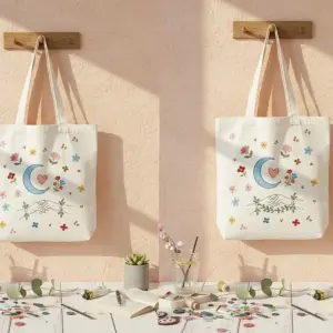 Tote bag brodé à la main ** حقيبة توطباك قماشية بتطريز يدوي فاخر