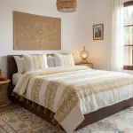 غطاء سرير 2/3 "التراث المجدد" – إبداع "الدرازة" في حلة عصرية بصوف وألوان الطبيعة / Couvre-lit traditionnel