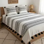 غطاء سرير 2/3 "التراث المجدد" – إبداع "الدرازة" في حلة عصرية بصوف وألوان الطبيعة / Couvre-lit traditionnel