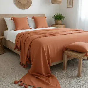 غطاء سرير2/3 "الدفء الأصيل" – تحفة من الصوف الطبيعي بألوان الأرض / Couvre-lit traditionnel