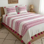 غطاء سرير 2/3 "التراث المجدد" – إبداع "الدرازة" في حلة عصرية بصوف وألوان الطبيعة / Couvre-lit traditionnel