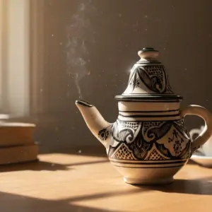 Théière avec un motif végétal noir ** براد زواق تبوع أسود